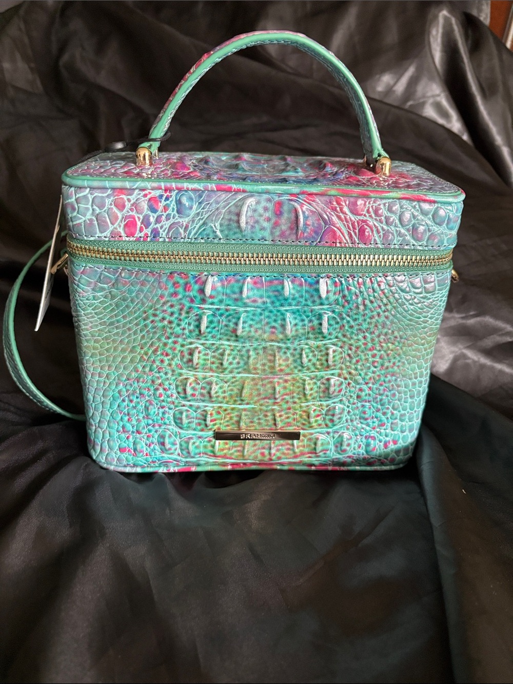 Brahmin Chantal in Blue Fin Melbourne Croc-Embossed Leather Crossbody